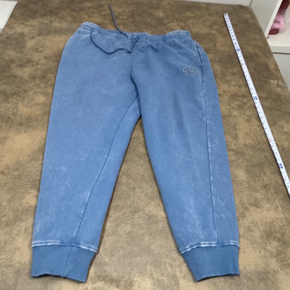 True Religion HS Jogger Mens 2XL Blue Washed Horseshoe Logo Sweatpants
